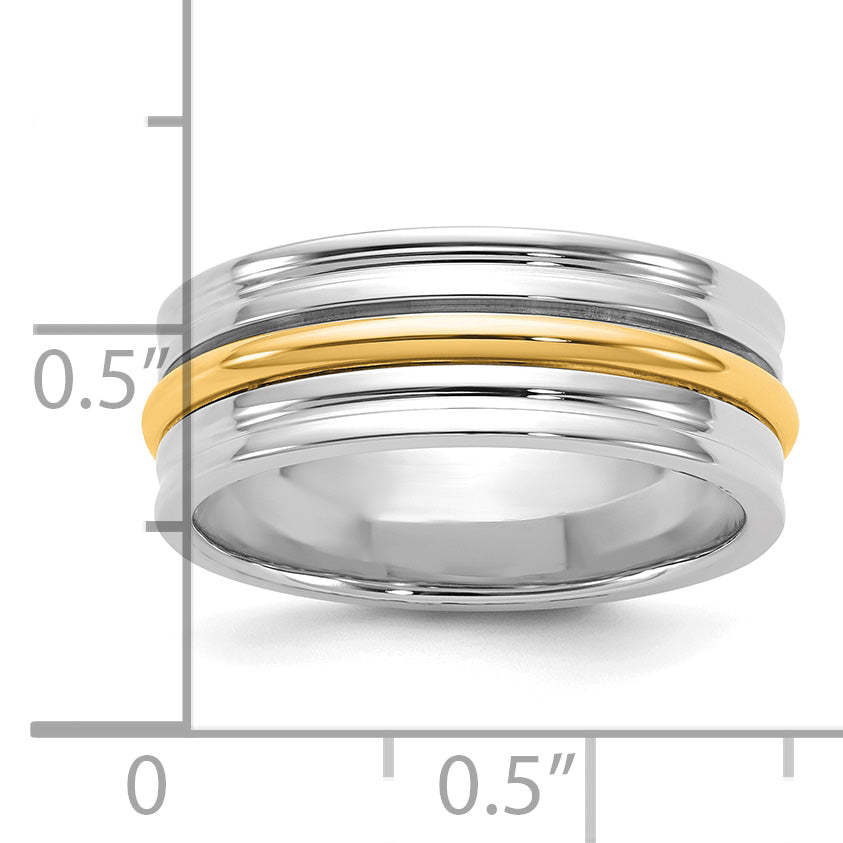 14k Two-Tone W/Y 7mm Single Banded Wedding Band Size 9.5
