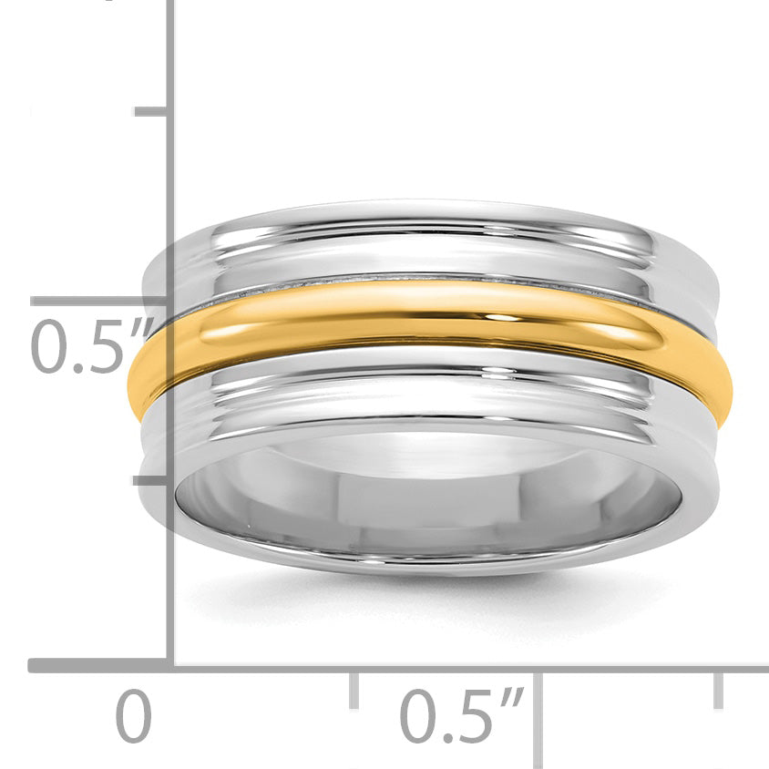 14k Two-Tone W/Y 8mm Single Banded Wedding Band Size 9.5