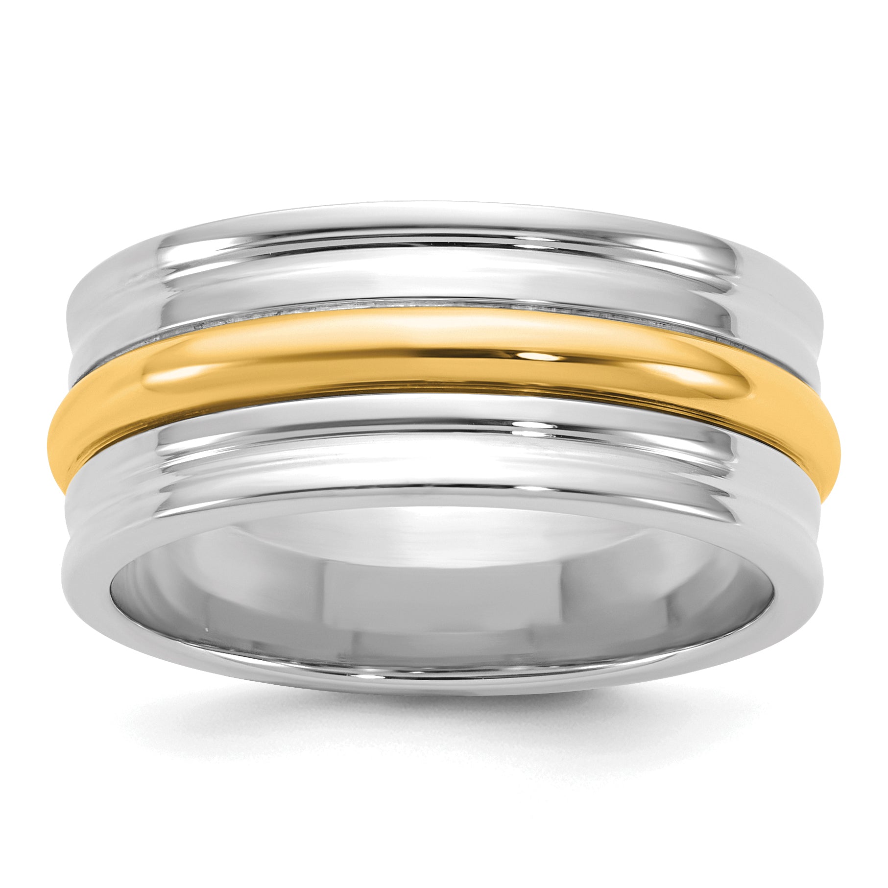14k Two-Tone W/Y 8mm Single Banded Wedding Band Size 9.5 Main image