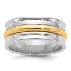 14k Two-Tone W/Y 8mm Single Banded Wedding Band Size 9.5