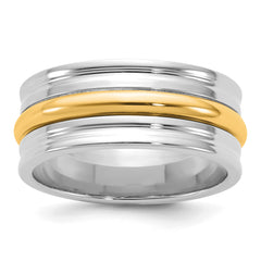 14k Two-Tone W/Y 8mm Single Banded Wedding Band Size 9.5