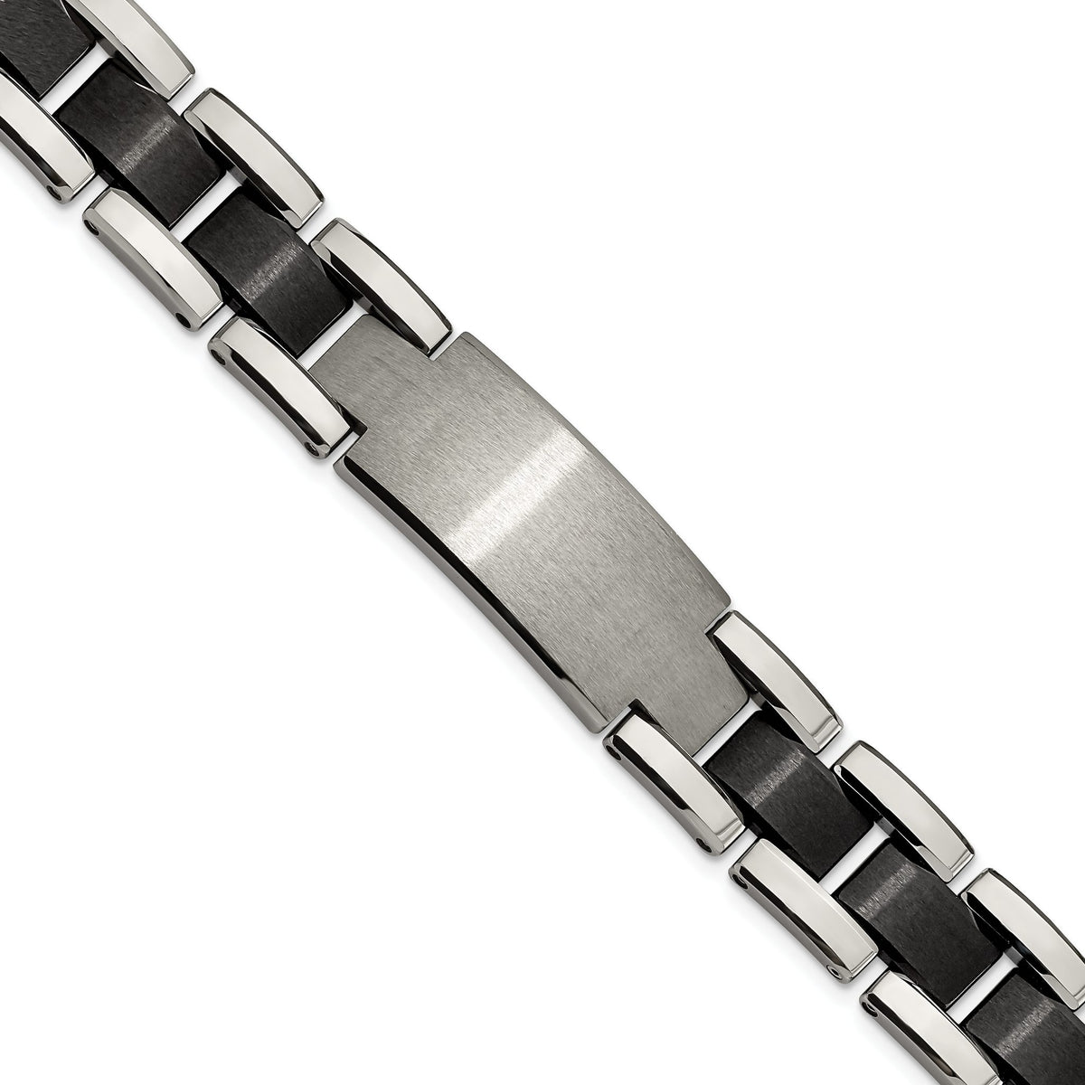 Brushed & Black IP-Plated Bracelet in Tungsten, 14mm, 8.5" - Sophia Jewelers