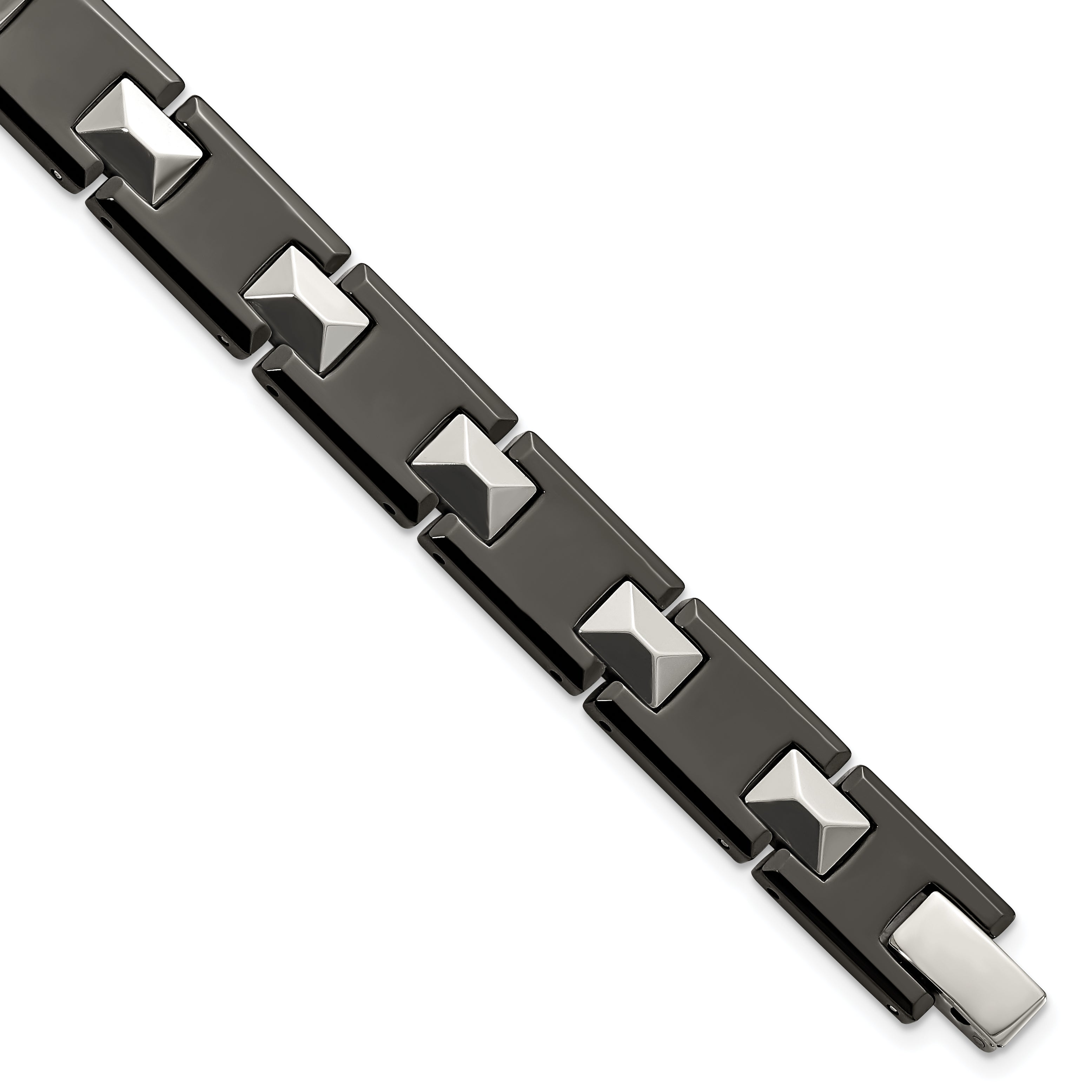Chisel Tungsten and Black Ceramic Polished 8.5 inch Bracelet Main image