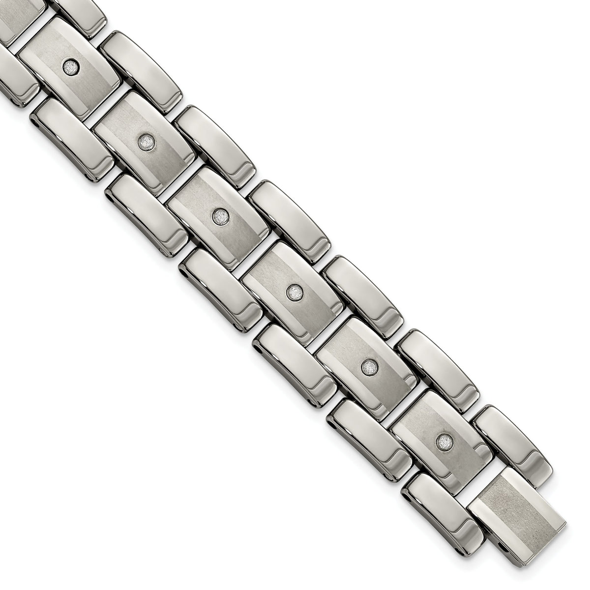 Diamond Link Bracelet in Tungsten, 16mm x 8.5" - Sophia Jewelers