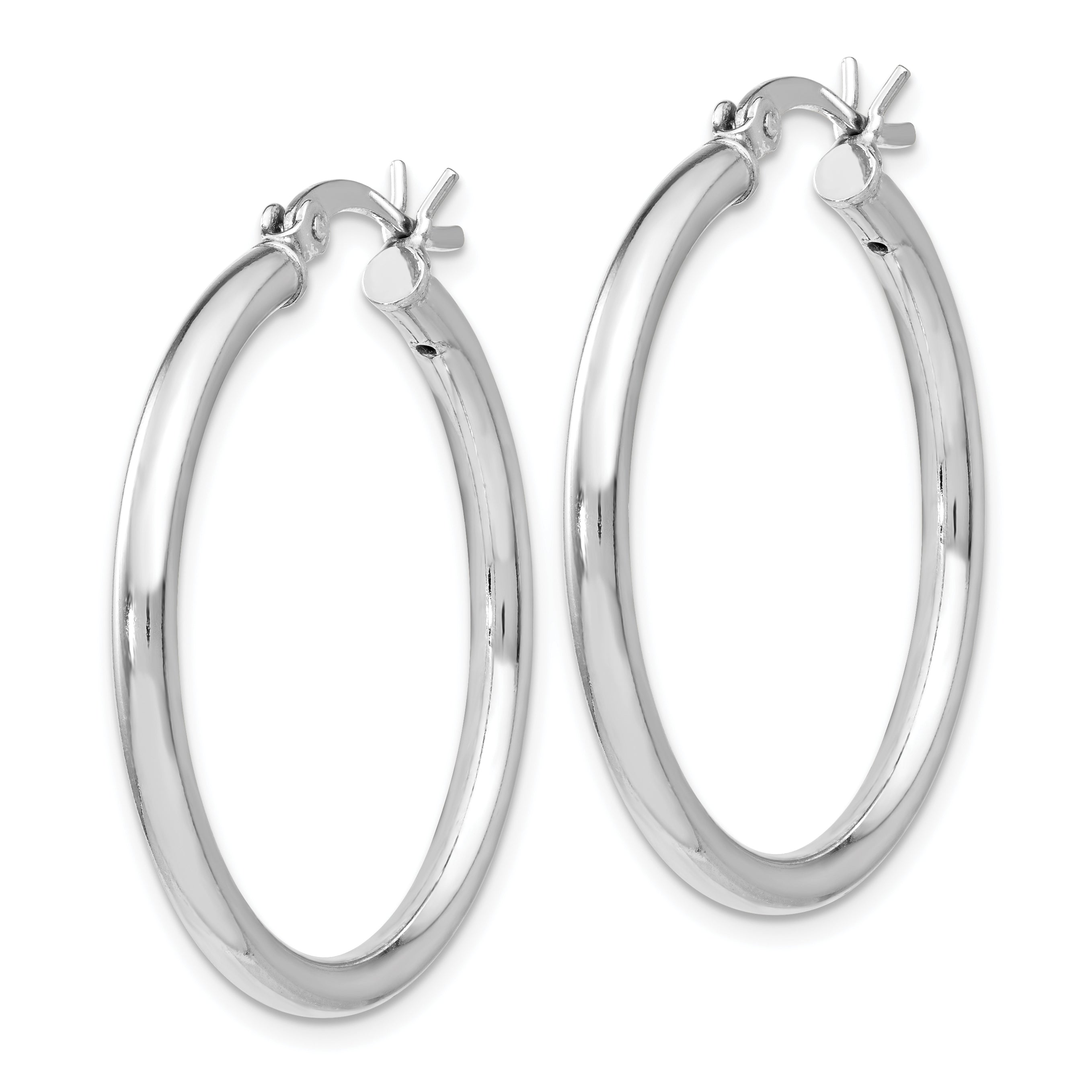 Sterling Silver Rhodium-plated Polished Hinged Hoop Earrings Secondary image