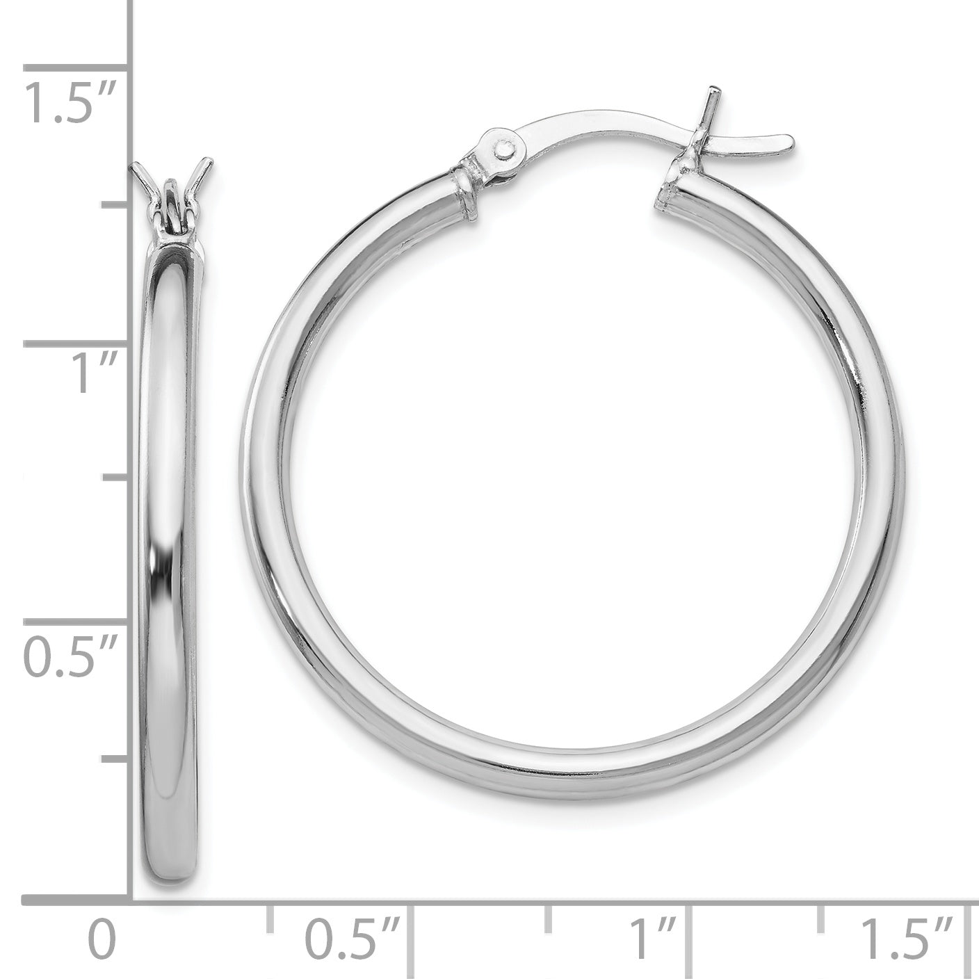 Sterling Silver Rhodium-plated Polished Hinged Hoop Earrings