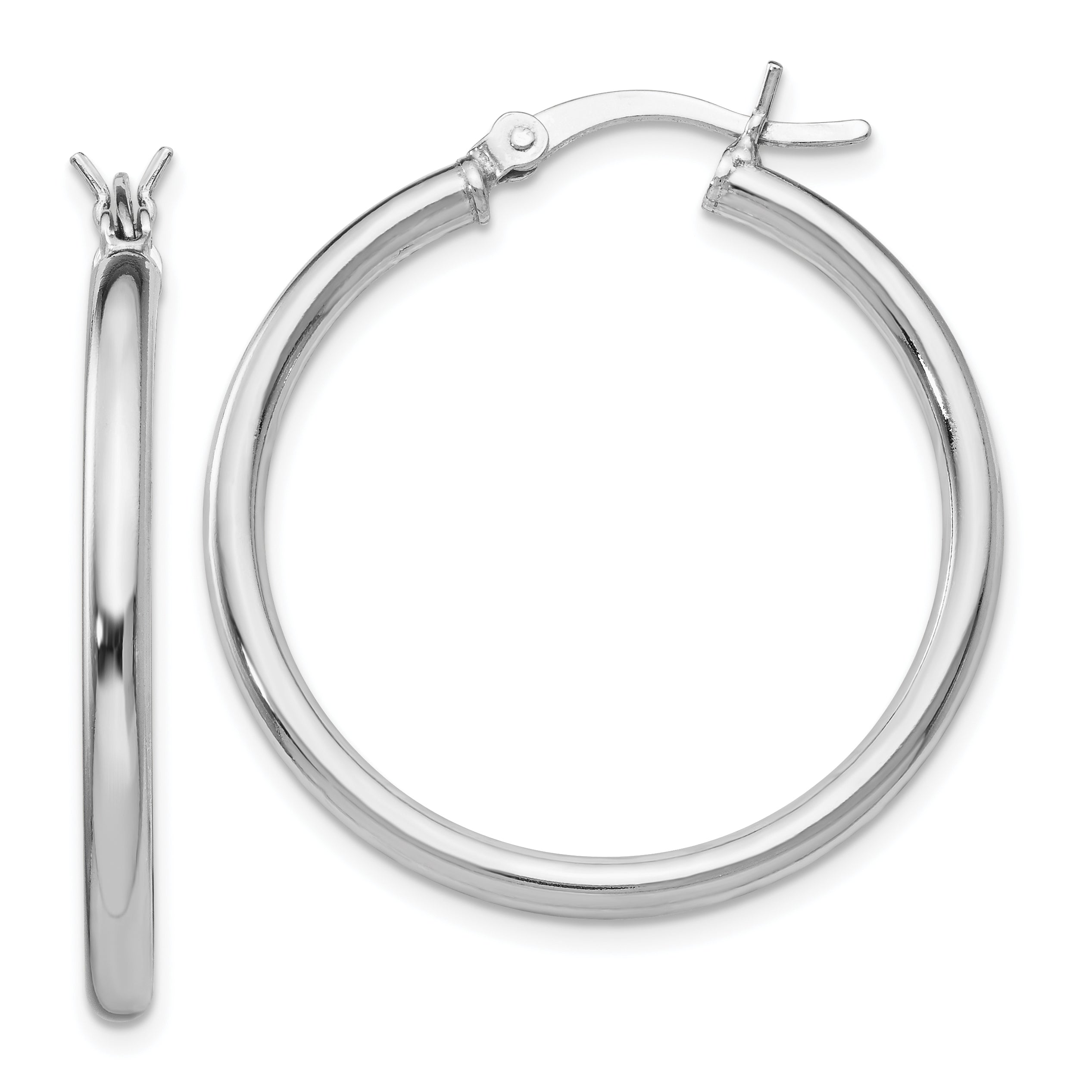 Sterling Silver Rhodium-plated Polished Hinged Hoop Earrings Main image