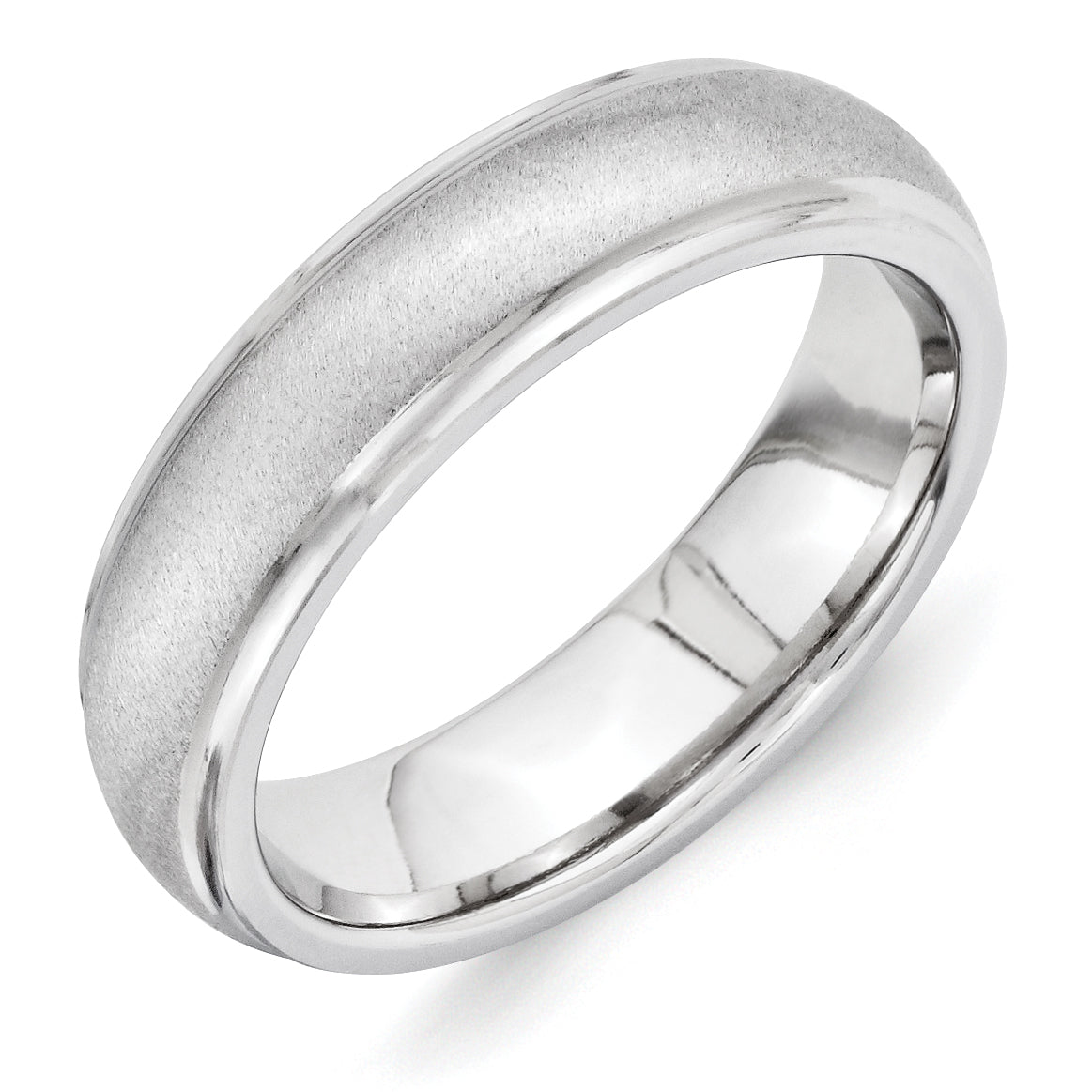 Vitalium Stone Finish Center Grooved Polished Edge 6mm Band Main image
