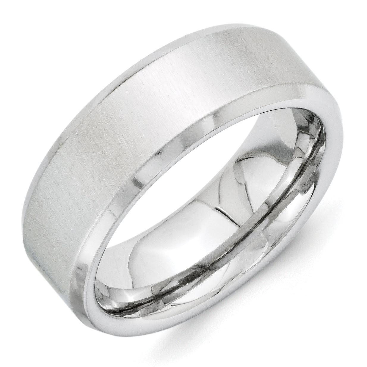 Vitalium Cross Satin Center 8mm Beveled Edge Band Main image