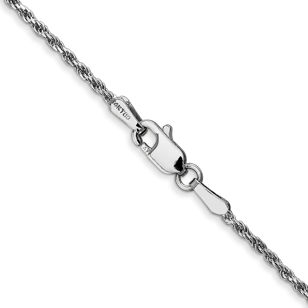 14K White Gold 9 inch 1.3mm Diamond-Cut Machine Made Rope with Lobster Clasp Chain Anklet