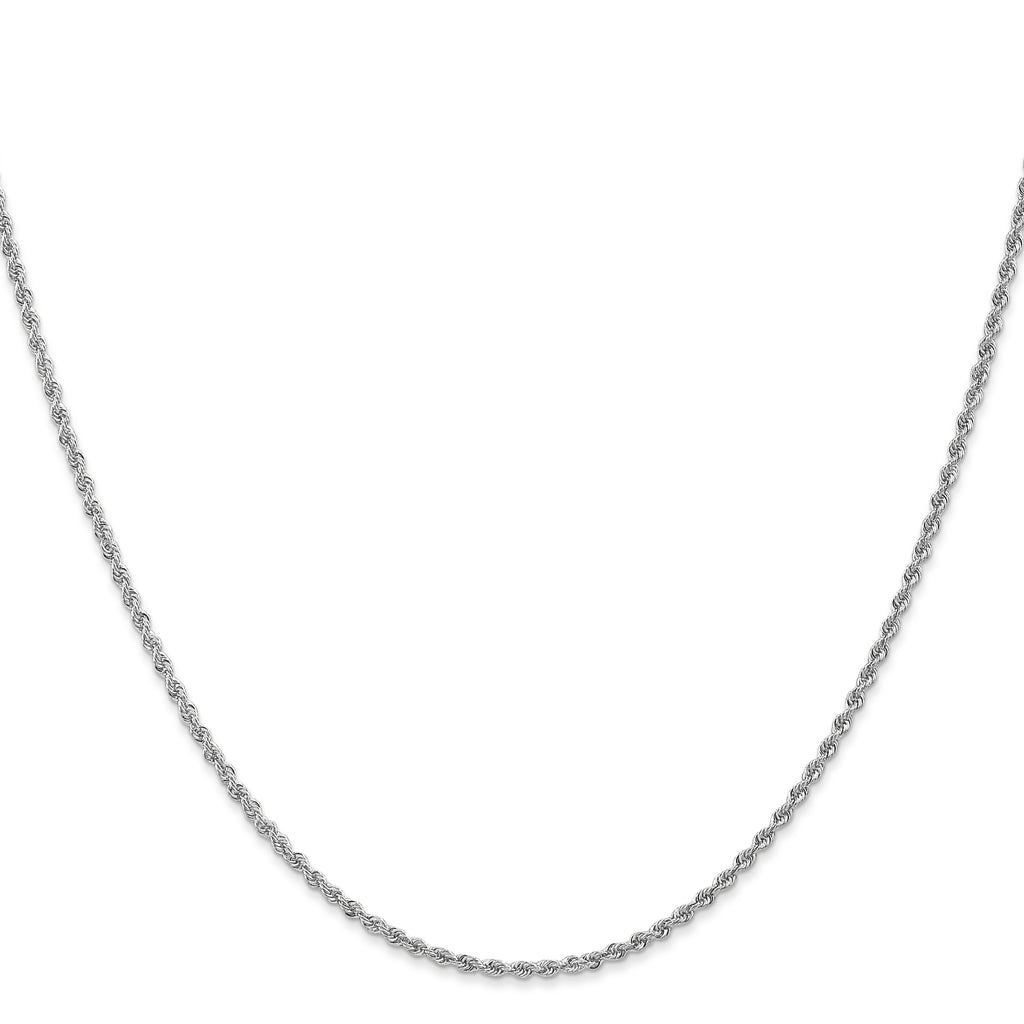 14K White Gold 8 inch 1.5mm Regular Rope with Lobster Clasp Chain