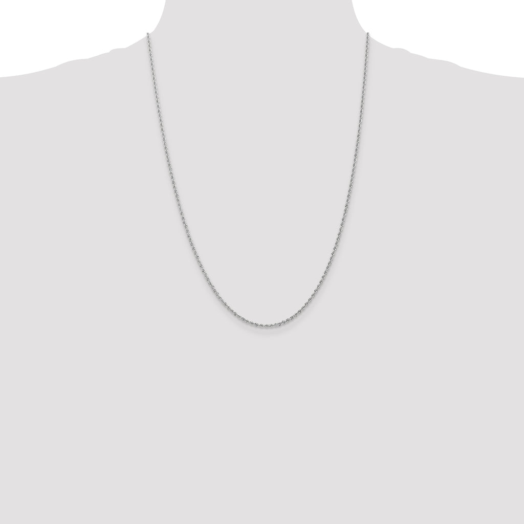14K White Gold Solid Rope Chain Necklace 1.5mm - Sophia Jewelers