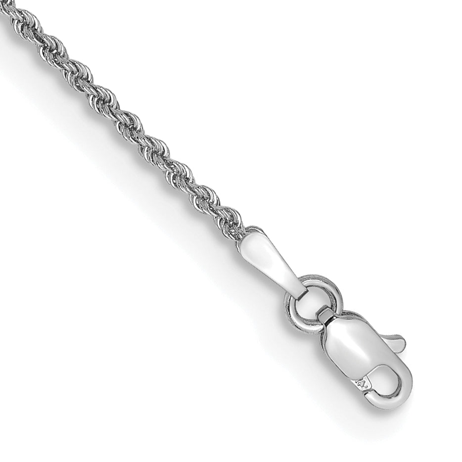14K White Gold 7 inch 1.5mm Regular Rope with Lobster Clasp Chain Main image