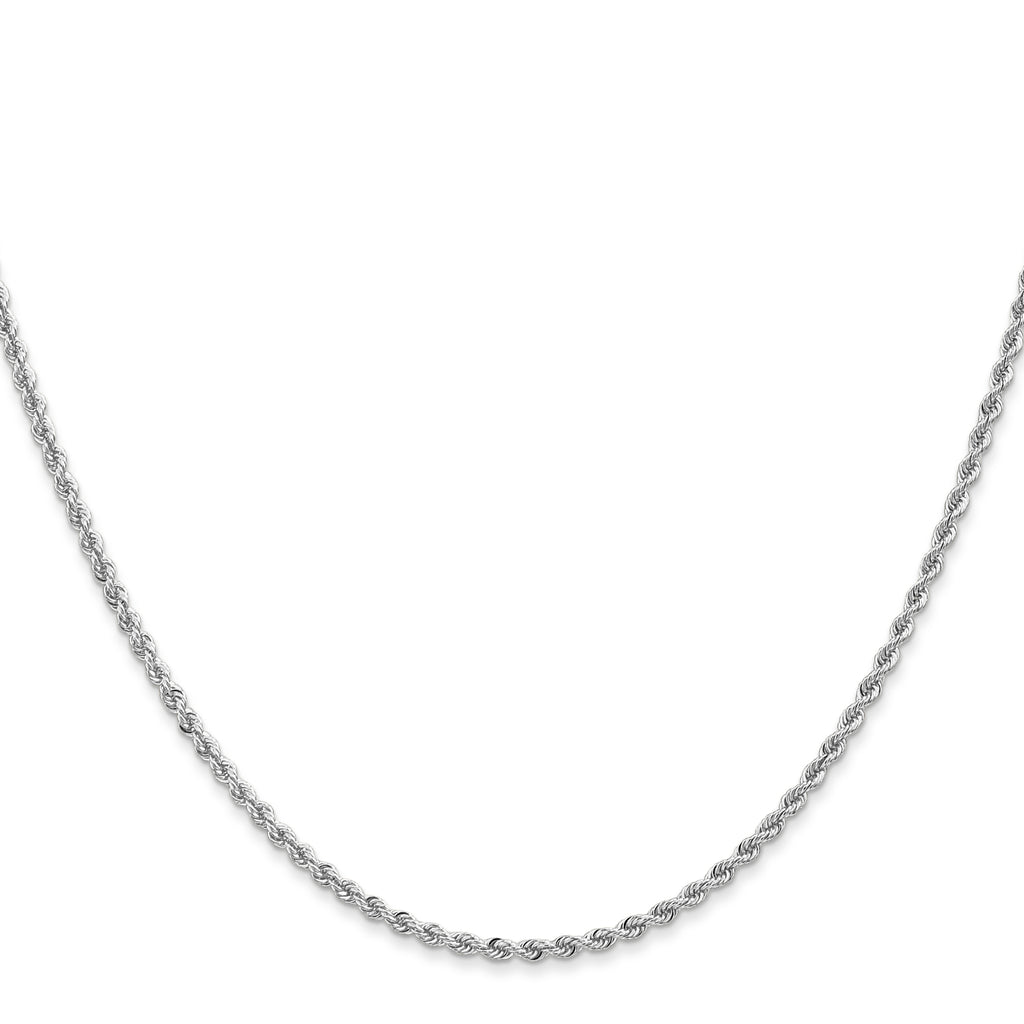 14K White Gold Solid Rope Chain Necklace 2mm