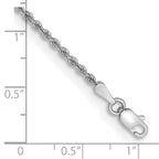 14K White Gold 7 inch 2mm Regular Rope with Lobster Clasp Chain