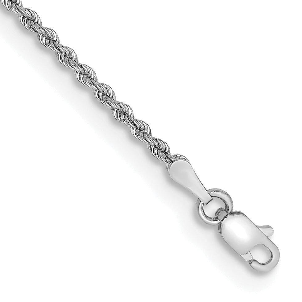 14K White Gold 7 inch 2mm Regular Rope with Lobster Clasp Chain Main image