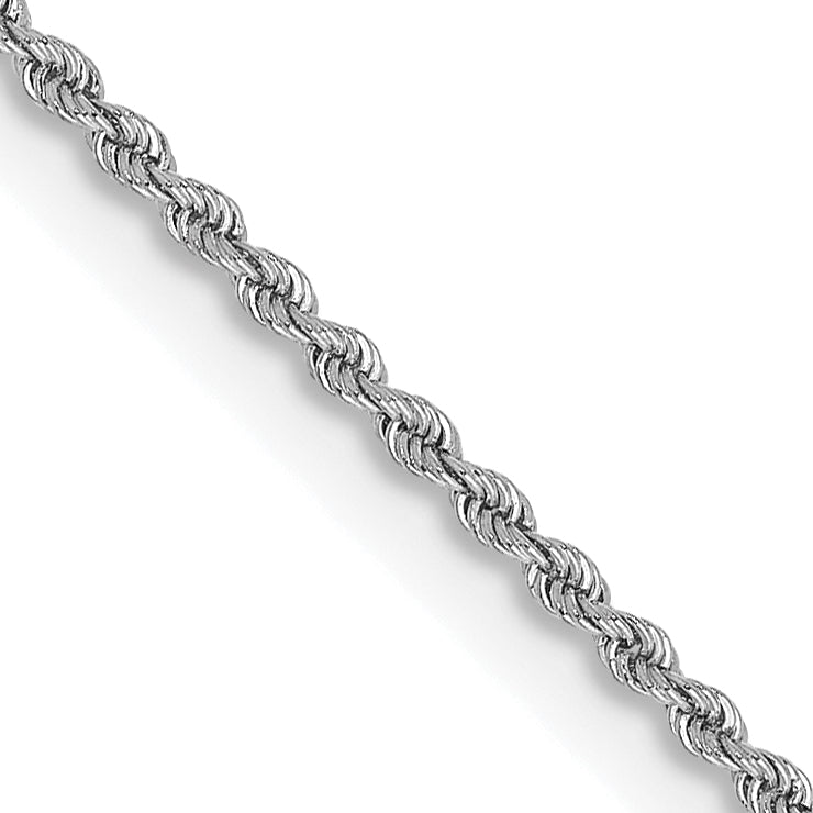 14K White Gold 8 inch 2mm Regular Rope with Lobster Clasp Chain