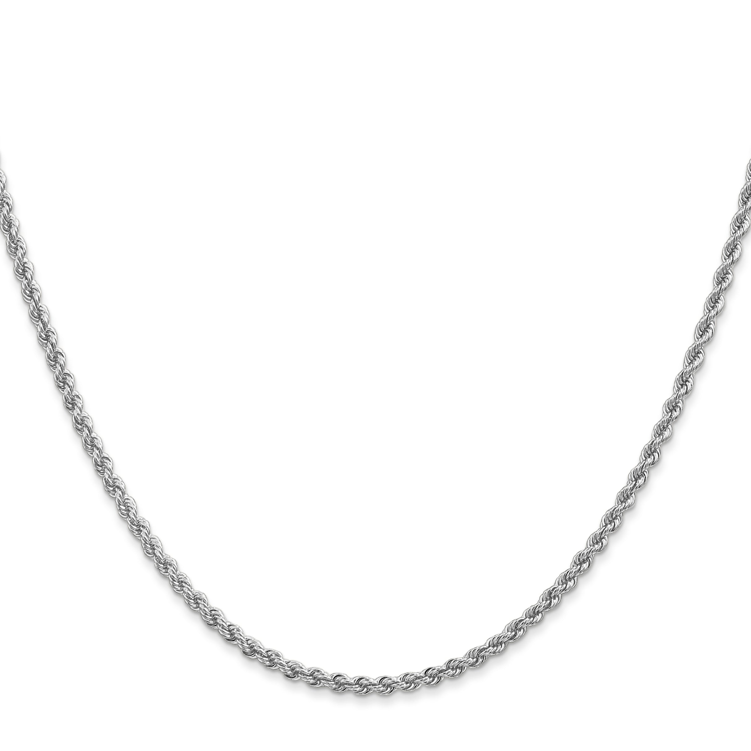 14K White Gold Solid Rope Chain Necklace 2.25mm Secondary image