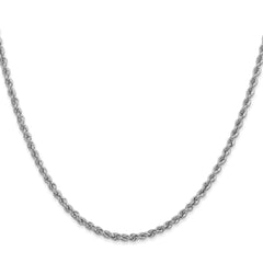 14K White Gold 26 inch 2.5mm Regular Rope with Lobster Clasp Chain