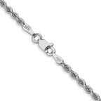 14K White Gold Solid Rope Chain Necklace 2.5mm