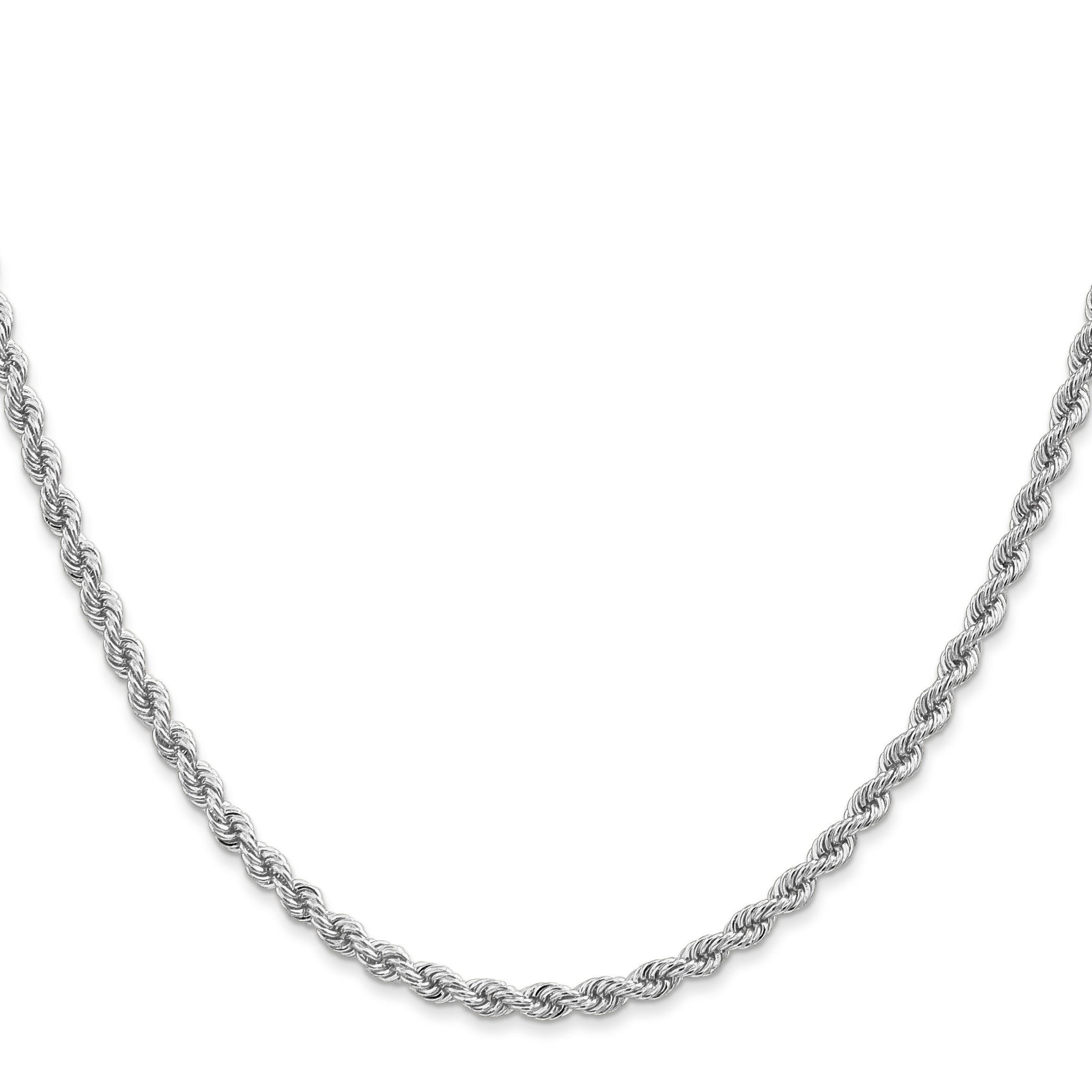 14K White Gold 26 inch 2.75mm Regular Rope with Lobster Clasp Chain