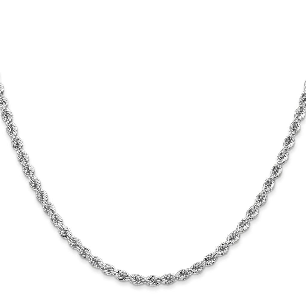 14K White Gold 8 inch 2.75mm Regular Rope with Lobster Clasp Chain