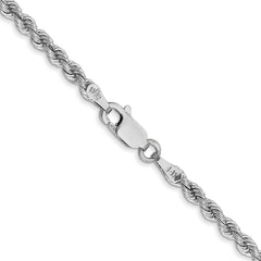 14K White Gold 26 inch 2.75mm Regular Rope with Lobster Clasp Chain