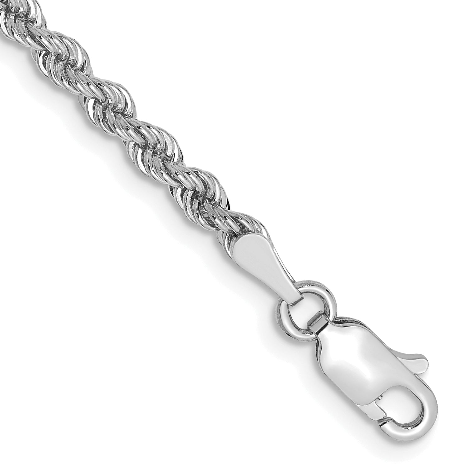 14K White Gold 7 inch 2.75mm Regular Rope with Lobster Clasp Chain Main image