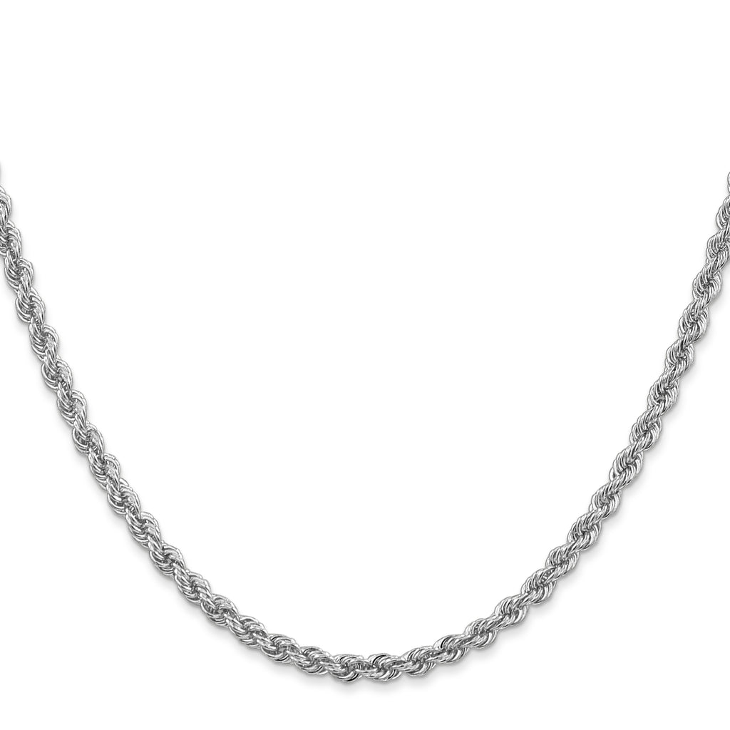 14K White Gold 30 inch 3mm Regular Rope with Lobster Clasp Chain