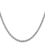 14K White Gold 30 inch 3mm Regular Rope with Lobster Clasp Chain