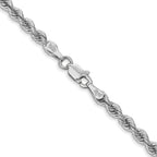 14K White Gold Solid Rope Chain Necklace 3mm