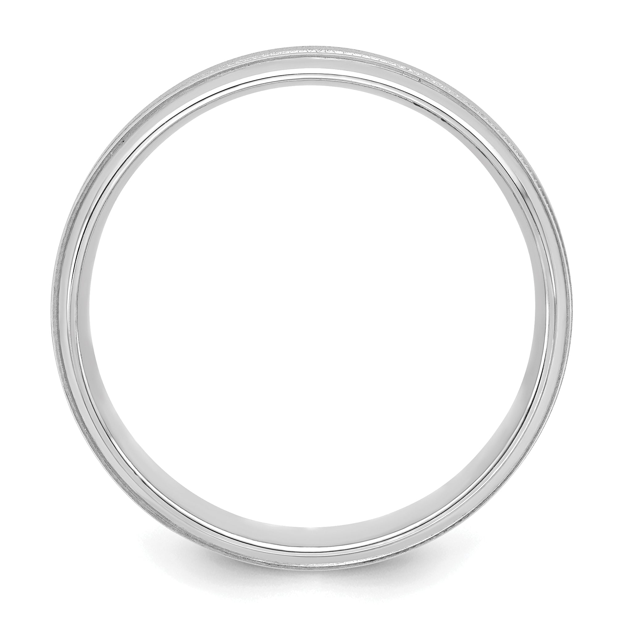 14k White Gold 6mm Heavyweight Comfort Fit Brushed Satin/Polished Milgrain Grooved Edge Wedding Band Secondary image