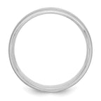 14k White Gold 6mm Heavyweight Comfort Fit Brushed Satin/Polished Milgrain Grooved Edge Wedding Band