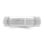 14k White Gold 6mm Heavyweight Comfort Fit Brushed Satin/Polished Line Edge Wedding Band