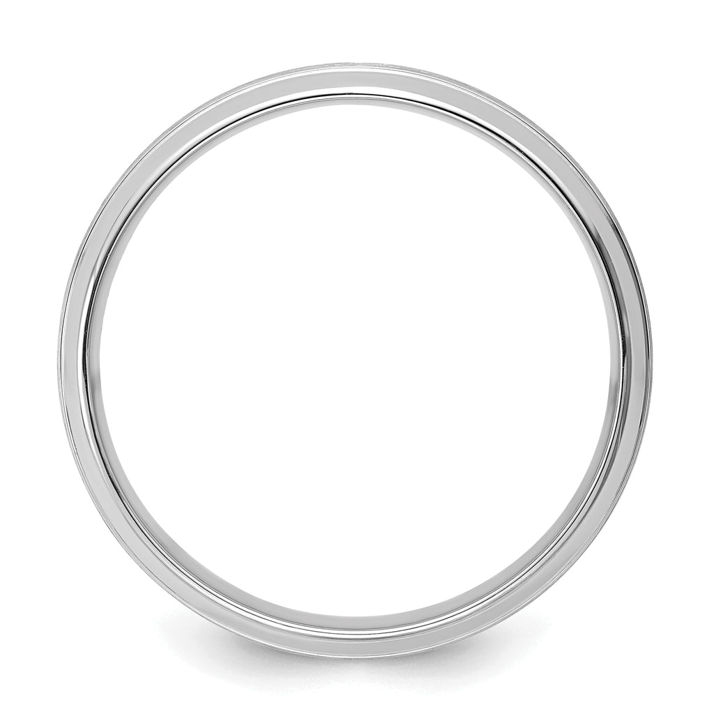 14k White Gold 6mm Heavyweight Comfort Fit Brushed Satin Line Edge Wedding Band