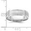 14k White Gold 6mm Heavyweight Comfort Fit Brushed Satin/Polished Grooved Edge Wedding Band