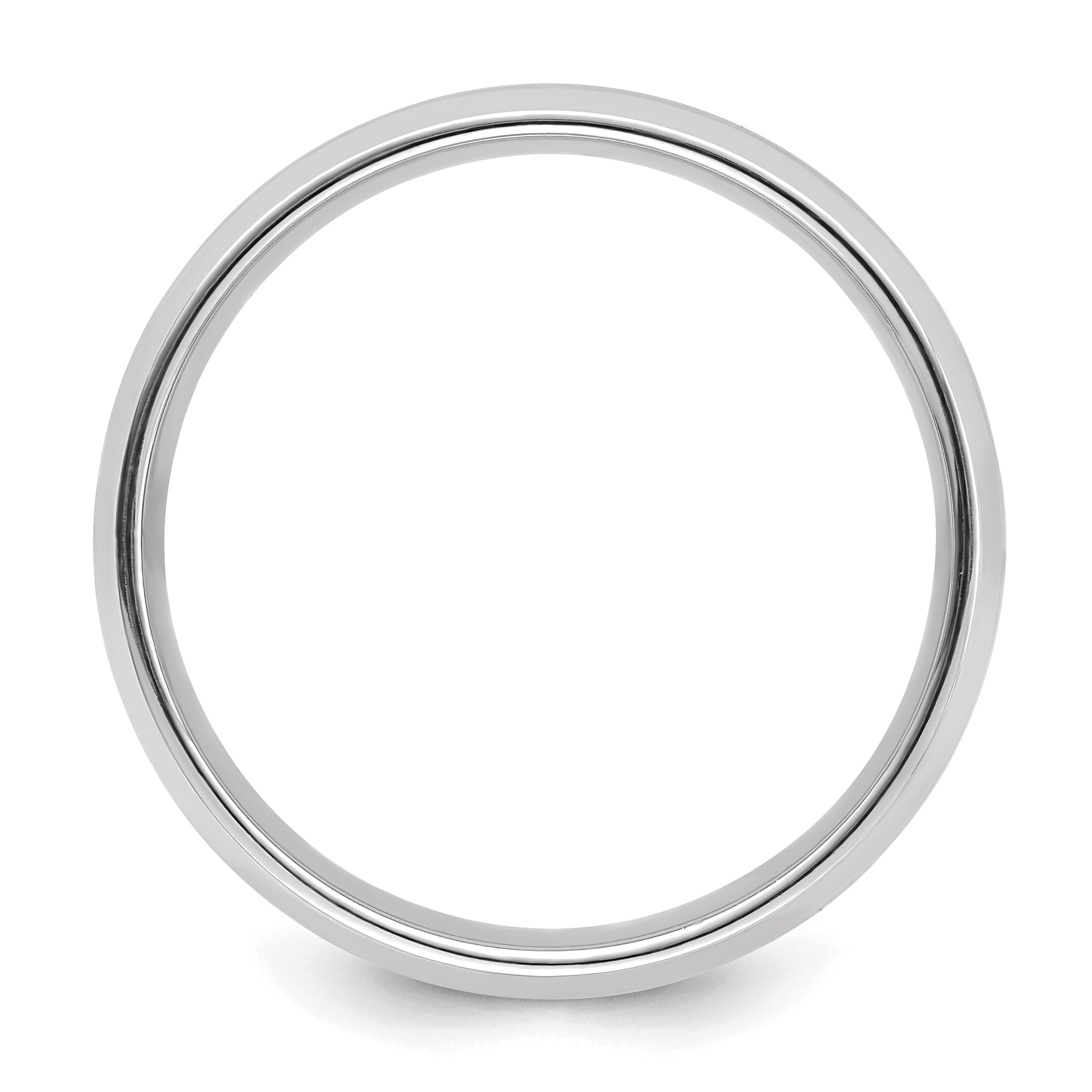 14k White Gold 6mm Standard Weight Comfort Fit Brushed Satin with Polished Beveled Edge Wedding Band Secondary image
