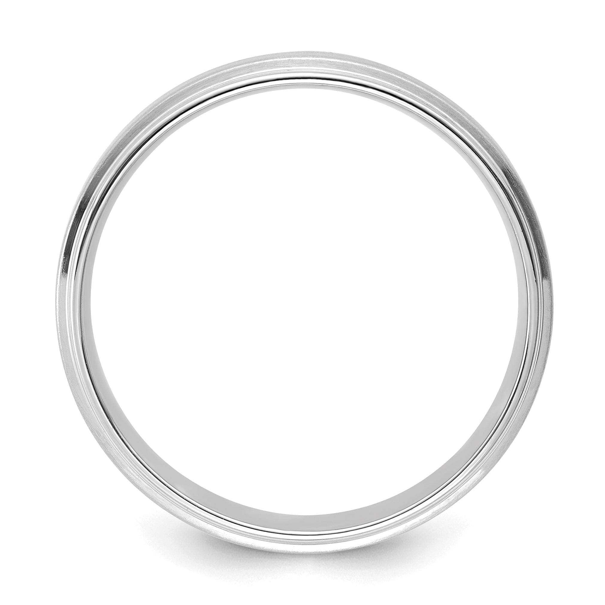 14k White Gold 6mm Lightweight Comfort Fit Brushed Satin/Polished Stepped Edge Wedding Band