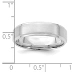 14k White Gold 6mm Heavyweight Comfort Fit Brushed Satin/Polished Stepped Edge Wedding Band