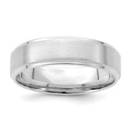 14k White Gold 6mm Standard Weight Comfort Fit Brushed Satin/Polished Stepped Edge Wedding Band