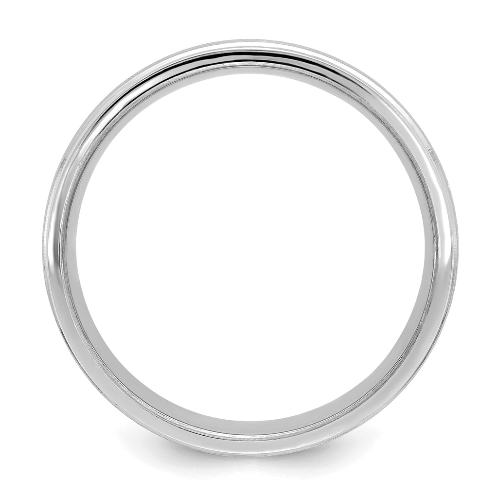 14K White Gold Polished and Brushed Comfort-Fit Wedding Band 6mm