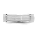 14k White Gold 6mm Heavyweight Comfort Fit Brushed Satin with Center Line Fancy Wedding Band