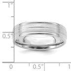 14K White Gold Polished and Brushed Comfort-Fit Wedding Band 6mm