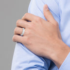 14k White Gold 6mm Standard Weight Comfort Fit Brushed Satin Fancy Wedding Band