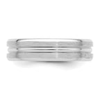 14k White Gold 6mm Standard Weight Comfort Fit Brushed Satin with Center Groove Wedding Band