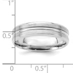 14k White Gold 6mm Heavyweight Comfort Fit Brushed Satin with Center Groove Wedding Band