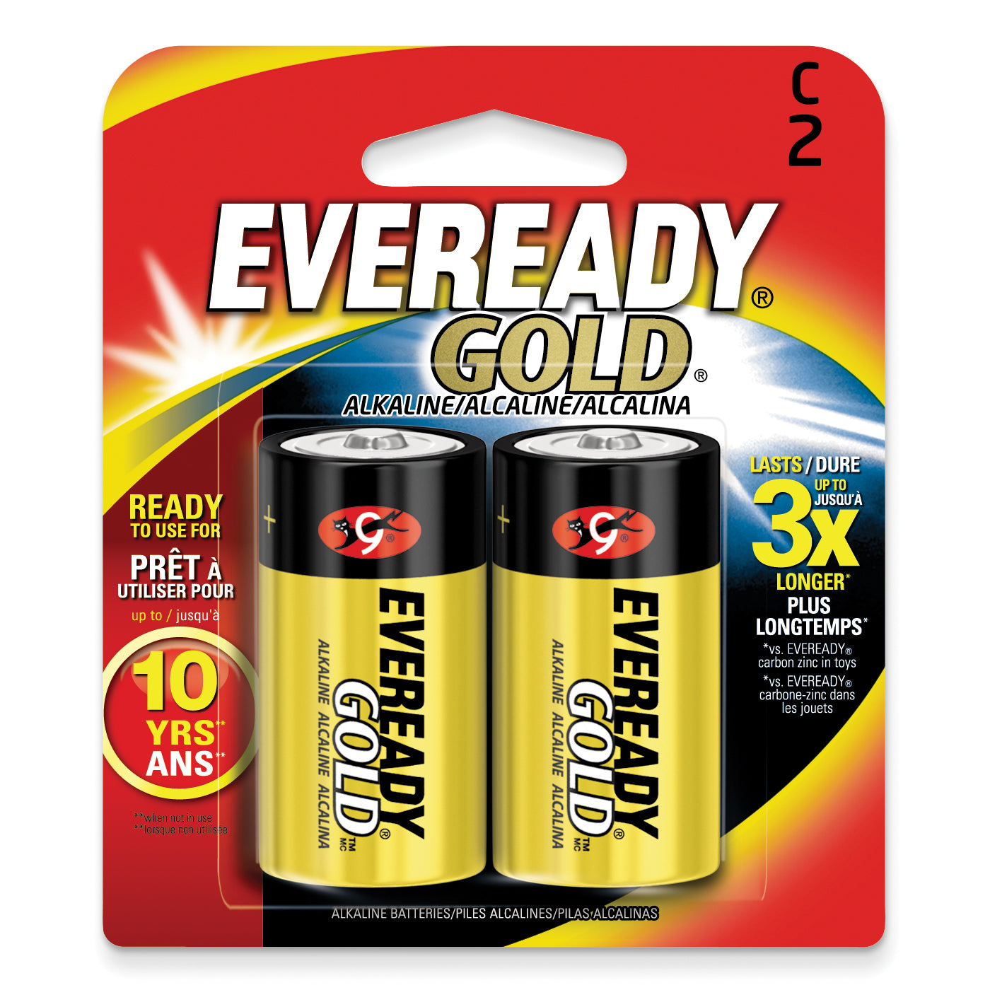 (2) Pack of Eveready Gold C Alkaline Batteries
