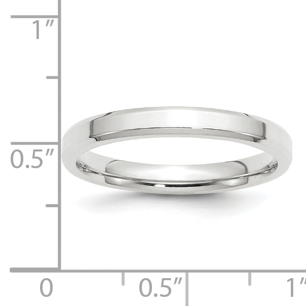 3.0mm 10K White Gold Beveled Edge Comfort Fit Wedding Band - Sophia Jewelers
