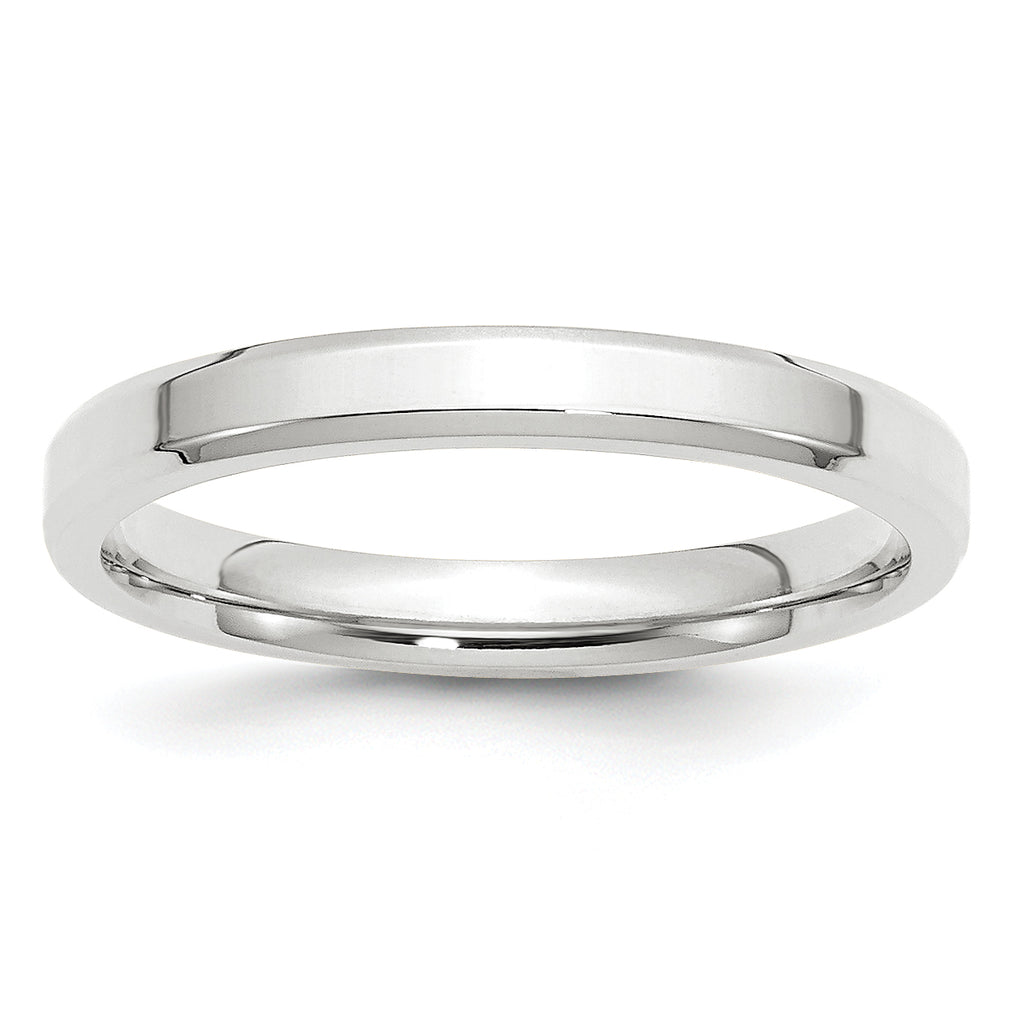 3.0mm 10K White Gold Beveled Edge Comfort Fit Wedding Band - Sophia Jewelers