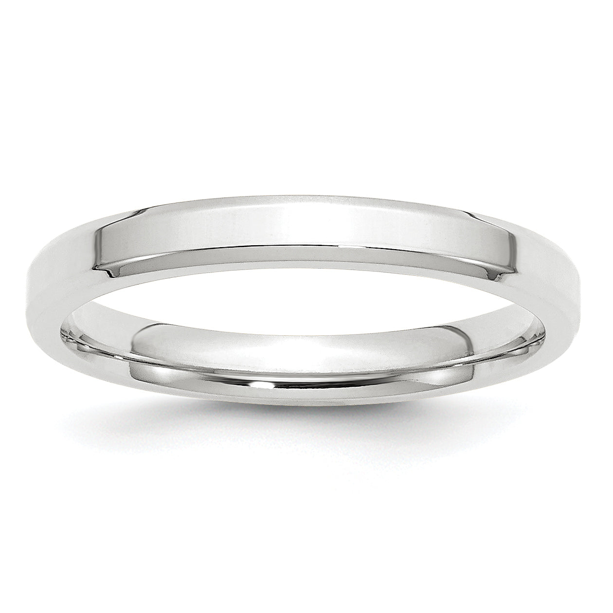 14k White Gold 3mm Beveled Edge Comfort Fit Wedding Band Main image